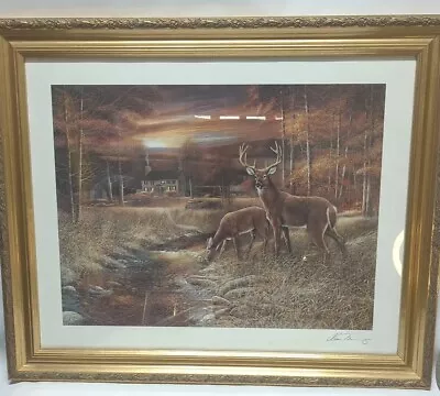 Vintage Poster Ruane Mannece Hand Signed Deer In Woods( Hunting Deer Outdoors) • $85.73