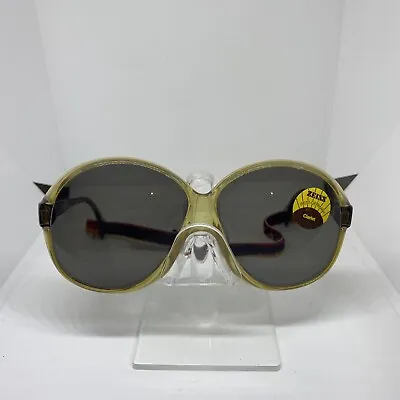 Vintage Zeiss Sunglasses Oversized 217 AC9 8073 Oval Yellow 61-11-125 With Strap • $59.99