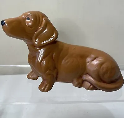 Ceramic Hand Painted Dog Figurine Dachshund Weiner Dog Brown Vintage  • $15.99