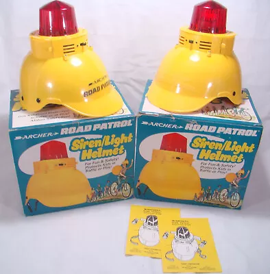 Pair Of Vintage Radio Shack Archer Road Patrol Siren Light Bicycle Helmets + Box • $99.95