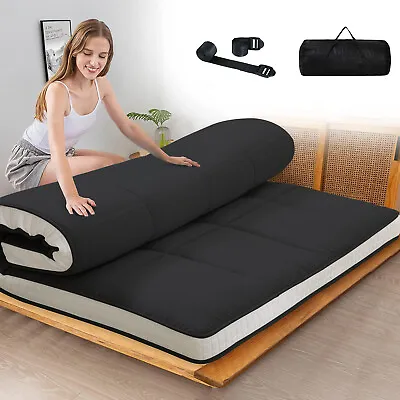 Upgraded Roll Up Mattress Japanese Floor Mat Futon Foldable Tatami Sleeping Bed • £139.99