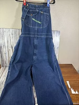 Key Imperial Bib Overalls Men 46x34 Carpenter Farm Blue Cotton Jeans Zipper Fly • $29.99