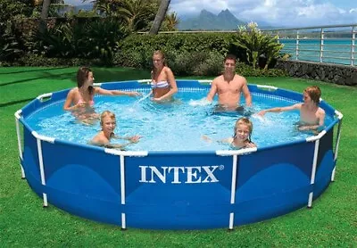 Intex 12ft Family Swimming Pool Metal Frame Outdoor Swimming Pool 366 X 76cm • £129.99