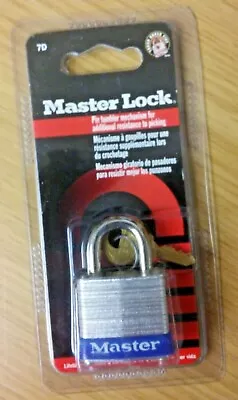 Master Lock 7D Padlock 1-1/8  & 3/16  Steel Shackle - Pin Tumbler - 2 Keys - New • $6.96