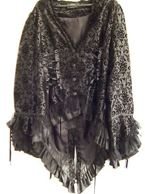 Living Dead Souls Frock Brocade Black Coat Tail Large Goth Vampire Steampunk • £60