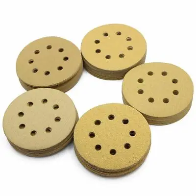 5 Inch 8 Hole Dustless Hook And Loop Sanding Disc Sander Round Sandpaper 100Pcs • $19.91