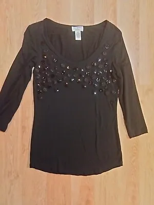 Philosophy By Republic Women's Black Top With Beads And Sequins Size XS • $14