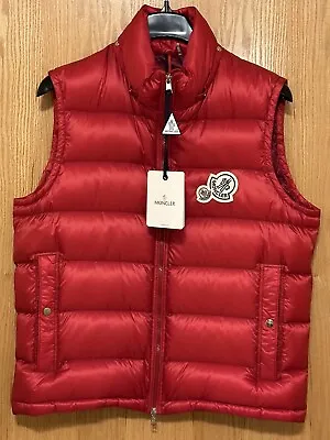 Authentic Men’s MONCLER Down Dual Gers Gilet RED NEW With Tag And Receipt SIZE 5 • $799.99