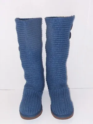 Ugg Australia Classic Cardy Knit Sweater Blue Boots Size 6 Medium • $65