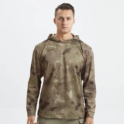 Army Men's Tactical Long Sleeve T-Shirt Military Combat Shirt Camo Hooded Casual • $19.94