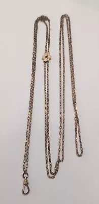 Antique Victorian Gold Filled Watch Chain Necklace With Ruby Slide • $59.99