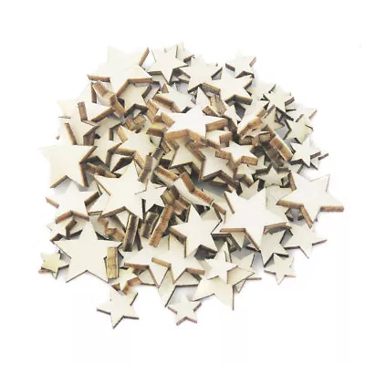 £3.74 • Buy 100 Wooden Shapes Stars For Art Craft Embellishments Wedding   Decoration