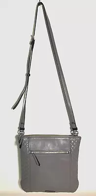 Vera Bradley Gallatin Gray Genuine Leather Carryall Hipster Crossbody Purse USED • $8.99