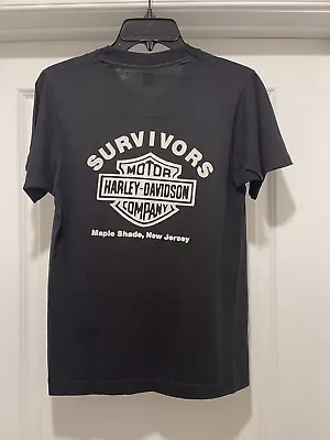 Vintage Harley Davidson Shirt 1980’s Survivors Promo Maple Shade New Jersey Thin • $25