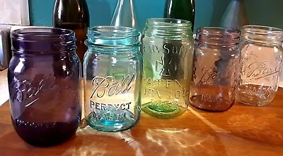 BALL MASON JAR - 16 Oz PINT ~ Purple  Blue  Pink  Green  ~ GLASS ~ Regular Mouth • $9.95