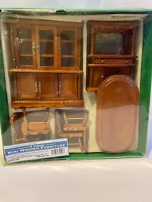 MINIATURE 7 Piece Mini Wooden Furniture Dining Set • $45