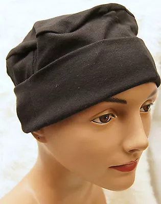 ADULT SIZE 100% Cotton BLACK Sleeping Night Cap Mens Women UNISEX Nightcap USA • $32.99