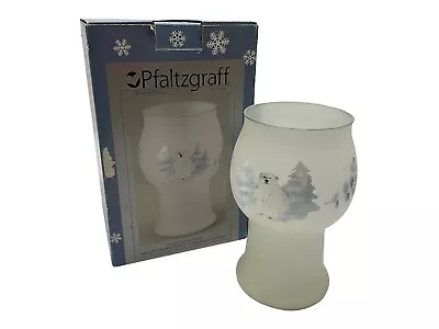 Pfaltzgraff Winter Frost 8  Frosted Floating Candle Vase With Original Candle • $31