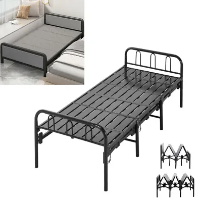 3ft Foldable Metal Platform Bed Frame Single Foundation/Basics Guest Dorm Spare • £125.95