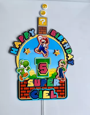 Super Mario Brothers Cake Topper Customized Any Name Any Age. • $16