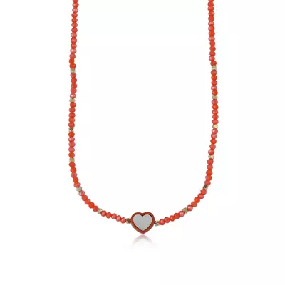Ladies Beaded Necklace With Heart Charm ELSA By Big Metal London 2818 • £9.75