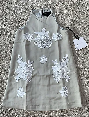 Victoria Beckham Target Lace Appliqué Halter Dress GIRLS Sz XS (4-5) Sage New • $19.97