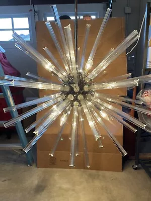 Vtg Large Sputnik Chrome Supernova Atomic Chandelier 8 Lights 49 Lucite Arms • $10000