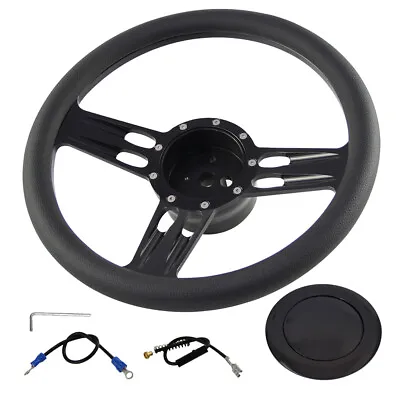 Steering Wheel 14  350MM 9-Bolt Chrome W/Half Wrap PVC + Adapter For Chevy GM • $143.54