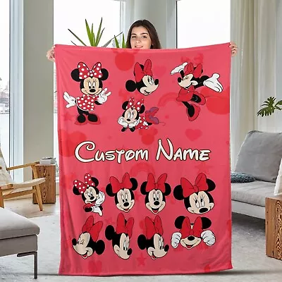 Personalized Disney Minnie Mouse Quilt Minnie Mickey Plush Fleece Blanket • £86.76