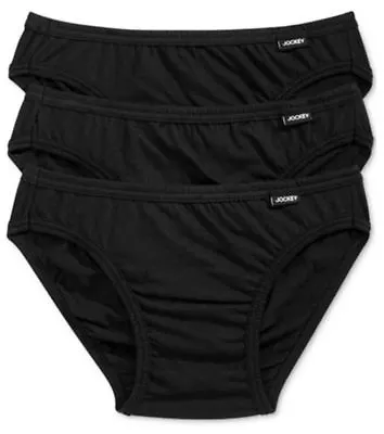 Men's 3-Pack Jockey 100% Cotton Elance Bikini Briefs Black • $25.19