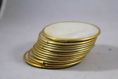 Lot Of 13 Vintage Mother Of Pearl Capiz Shell Coaster Set W Cork Backs Gold Rim • $19.95