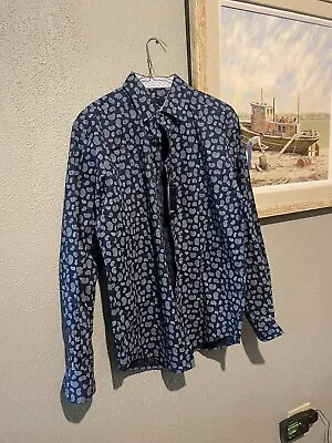 $10 • Buy Quieti Shirt Size Large 100% Fine Cotton  Button Down Collar Navy Blue