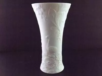 AK Kaiser German Porcelain Flower Vase White Bisque Bird Floral Scenes V GOOD • $68.88