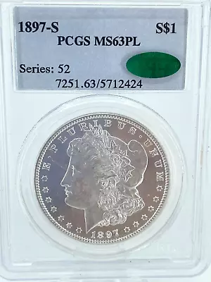 Pcgs---1897-s Morgan Silver Dollar  Ms63 Prooflike (pl) • $495