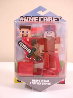 NEW 2020 Mincraft Comic Maker STEVE IN RED LEATHER ARMOR 3.25  Figure Mojang • $8.99