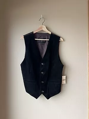 VTG Wilsons Leather 100% Leather Vest Men's Size Small Black NEW Old Stock 90’s • $42.99