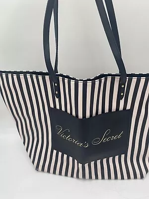 Victoria Secret Tote Bag Stripes Black White New Condition • $15.99
