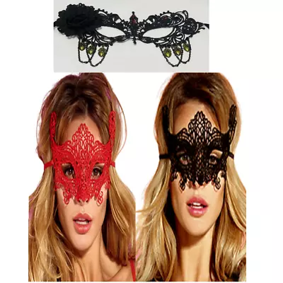 Black Red Venetian Masquerade Mask Halloween Party Sexy Lace Fancy Dress • £4.99