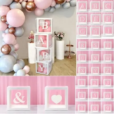 £1.49 • Buy A-Z 0-9 Baby Shower Décor Gift Box Transparent Balloons Packing DIY Letter Cube