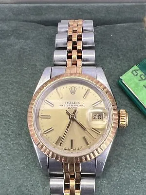 Rolex Oyster Perpetual Datejust Ladies 18k/ss Gold SS 69173 Watch Jubilee • $2699.99