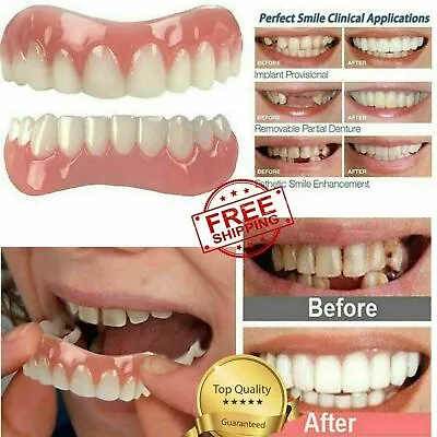 $7.28 • Buy Snap On Silicone False Teeth Cosmetic Dental Veneer Up/Lower Tooth Set Denture