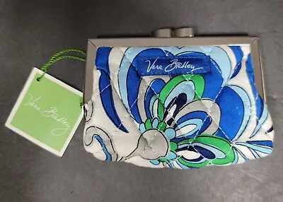 VERA BRADLEY Snap Kiss Coin Wallet Change Purse Blue Green White Gray New Tags  • $19.99