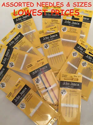 £3.29 • Buy JOHN JAMES Hand Sewing Needles - ALL STYLES SIZES -SEWING CRAFT TAPESTRY BEADING