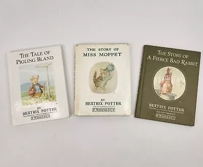 Beatrix Potter Vintage Hard Cover X3 F. Warne & Co Pigling Bland Moppet Fierce • $9.59