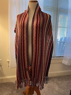 NWT MISSONI Multicolor Wool Blend ZIG ZAG Sciarpa 12x70 Scarf Wrap Made In ITALY • $100