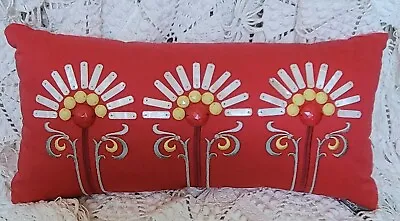 Echo Design Jaipur Red 9 X 18 Embroidered Oblong Throw Pillow New Condition  • $25