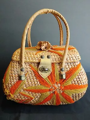 Vintage Retro MCM  70s Hazel & Rose Woven Basket Bag Purse Yarn BOHO Beach • $28