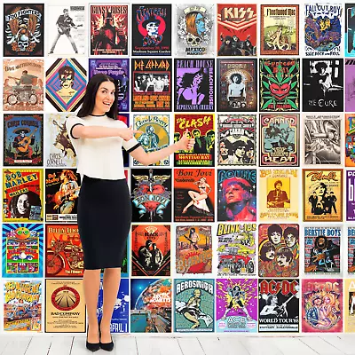 Rock Music Concert Posters Vintage Prints  A4 Borderless Fully Laminated Vol 1 • £2.75