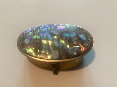 Vintage Hecho En Mexico Alpca Silver Abalone Inlay Trinket / Pill Box 1.1/3  • $19.90