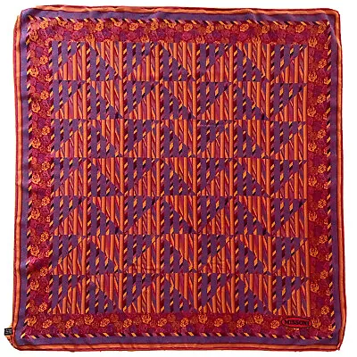 MISSONI STEIPES RED HAND ROLLED LARGE Silk Scarf 34/32 In MADE IN ITALY #A145 • $70